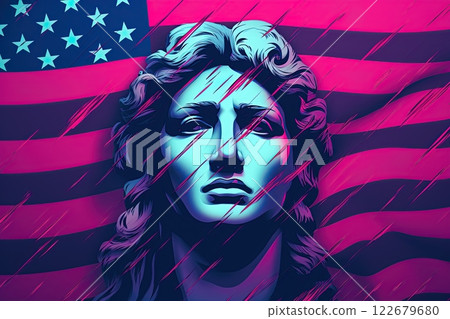 American flag with Statue of Liberty. Generative Ai American flag with Statue of Liberty. Generative Ai 122679680