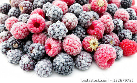 Storing Berries in Winter. Frozen Blackberries and Raspberries 122679785