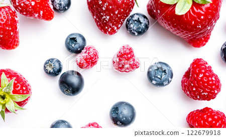 Storing berries in winter. Frozen strawberries, raspberries, blueberries Storing berries in winter. Frozen strawberries, raspberries, blueberries 122679918
