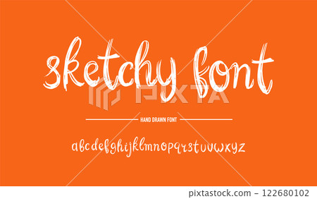 Sketchy typeface, lettering with brush or pen and ink. Chalk aggressive font modern looking 122680102