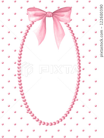 Vertical postcard template with pink beads, bow and oval necklace, A4. Coquette core. Watercolor isolated hand draw illustration with copy space for text. Romantic invitations and wedding design. Vertical postcard template with pink beads, bow and oval necklace, A4. Coquette core. Watercolor isolated hand draw illustration with copy space for text. Romantic invitations and wedding design. 122680390