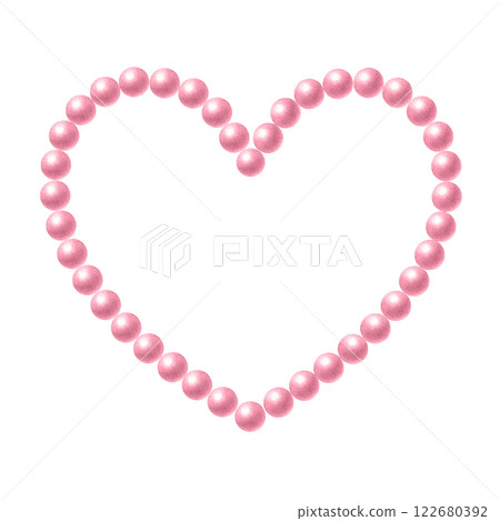 Heart shape frame made of pastel pink beads. Coquette core, girly and ladies style. Watercolor hand drawn isolated illustration of delicate trendy accessory for romantic, wedding and cutecore design. 122680392