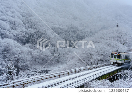 Winter at Aizu Railway Aizu Line Yunokami Onsen Station Winter at Aizu Railway Aizu Line Yunokami Onsen Station 122680487