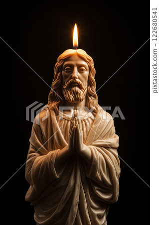 Candle in shape of Hesus Christ. Generative Ai 122680541