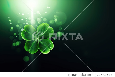 Four leaf clover background. St. Patrick's day wallpaper design. Generative Ai 122680548
