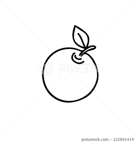 Apple Fruit. Hand drawn Black outline in Doodle style isolated on a background. For product packaging, menu, logos. 122681414
