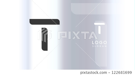 Bold futuristic logo monogram, sleek minimalistic letter T for innovative tech company, science bio lab, sport label, futuristic and cosmic inspired designs. Vector illustration. Bold futuristic logo monogram, sleek minimalistic letter T for innovative tech company, science bio lab, sport label, futuristic and cosmic inspired designs. Vector illustration. 122681699