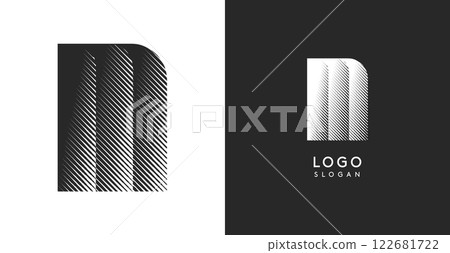 M vector letter. Sharp contrast monogram strike diagonal hatching for industrial yet modern look. High bold logo template. Logotype concept design for brand in tech, architecture, fashion M vector letter. Sharp contrast monogram strike diagonal hatching for industrial yet modern look. High bold logo template. Logotype concept design for brand in tech, architecture, fashion 122681722