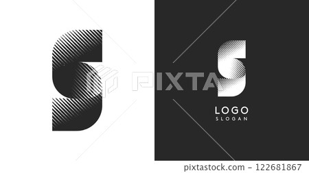 S vector letter. Sharp contrast monogram strike diagonal hatching for industrial yet modern look. High bold logo template. Logotype concept design for brand in tech, architecture, fashion S vector letter. Sharp contrast monogram strike diagonal hatching for industrial yet modern look. High bold logo template. Logotype concept design for brand in tech, architecture, fashion 122681867