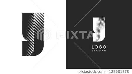 Y vector letter. Sharp contrast monogram strike diagonal hatching for industrial yet modern look. High bold logo template. Logotype concept design for brand in tech, architecture, fashion 122681878