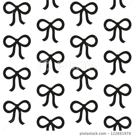 Vector seamless pattern of flat bowtie silhouette 122681978