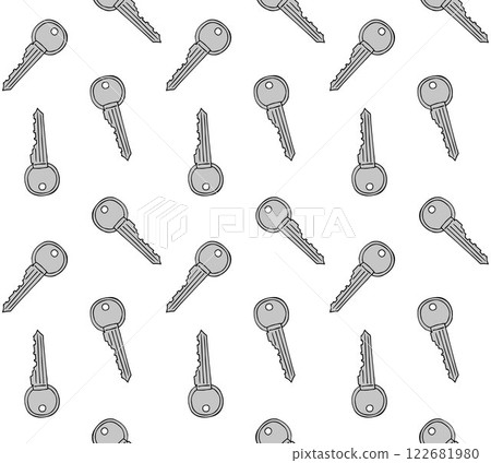 Vector seamless pattern of hand drawn colored key Vector seamless pattern of hand drawn colored key 122681980