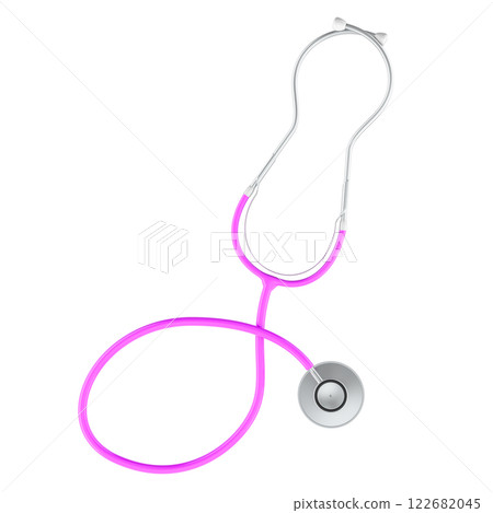Pink Stethoscope or phonendoscope. 3D rendering 122682045