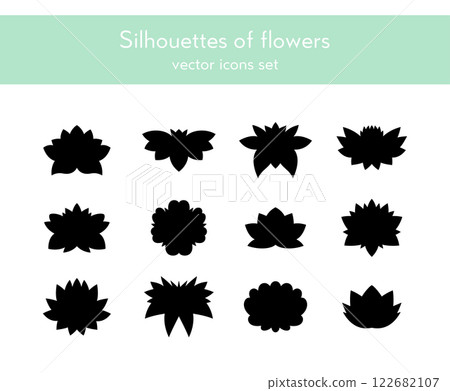 Collection of flower silhouette, icon set 122682107