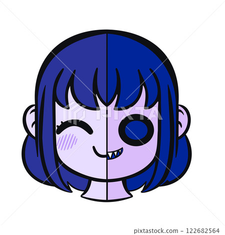 簡單的藍髮女孩表情素材 簡單的藍髮女孩表情素材 122682564
