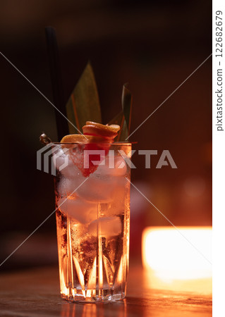 cocktail in a restaurant, professional shooting. a cocktail in a restaurant, professional shooting. a 122682679