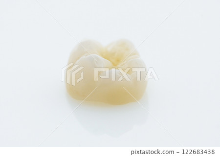 High-quality zirconia dental crown on white background. Dental ceramic crown professional dental lab 122683438