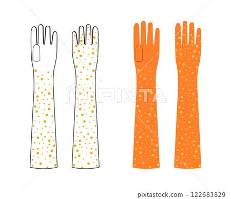 Embellished Opera Gloves Elbow length orange cartoon and CAD mockup Fashion hand accessory clothing technical 122683829