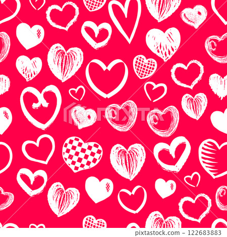 hand drawn hearts and love symbol for valentine day packages and gift wrapping. seamless pattern hand drawn hearts and love symbol for valentine day packages and gift wrapping. seamless pattern 122683883