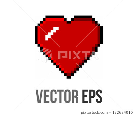 8 bits pixel art love red heart icon 122684010
