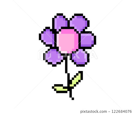 8 bits pixel art love purple flower icon 8 bits pixel art love purple flower icon 122684076