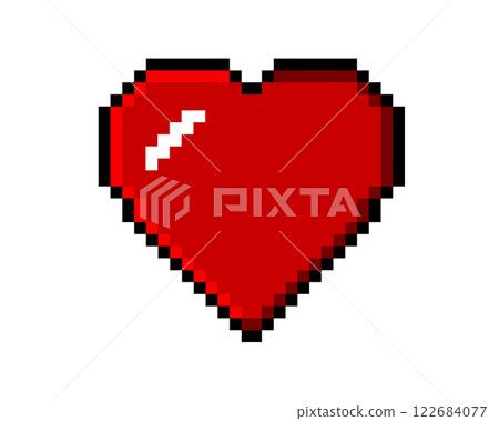 8 bits pixel art love red heart icon 8 bits pixel art love red heart icon 122684077