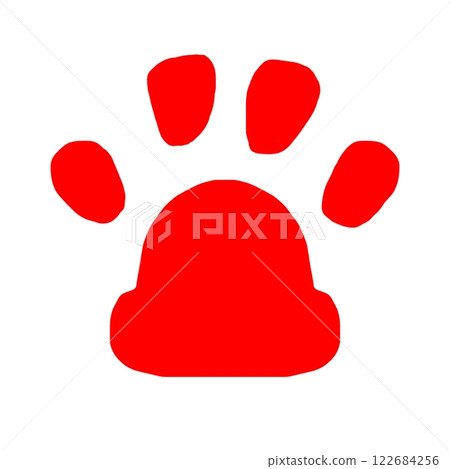 Red paw illustration (simple and cute paw print mark) Red paw illustration (simple and cute paw print mark) 122684256