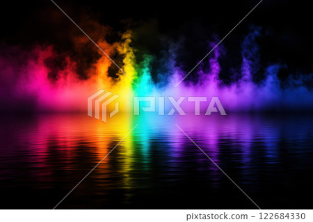 psychedelic colorful smoky rainbow colored abstract isolated background. 122684330