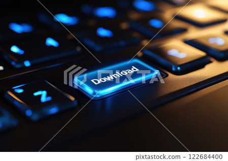 download text on keyboard button. generative ai 122684400