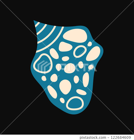Blue Vector Seashell Illustration with Pebble Style Patterns 122684609