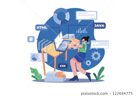 Product Management Illustration concept. A flat illustration isolated on white background 122684775