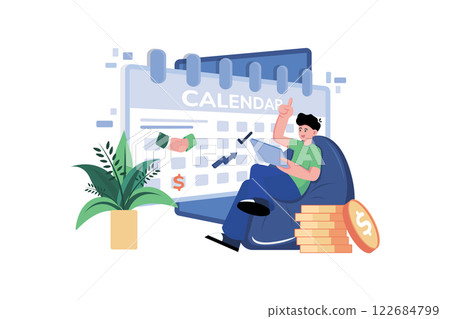 Business Schedule Management Illustration concept. A flat illustration isolated on white background Business Schedule Management Illustration concept. A flat illustration isolated on white background 122684799