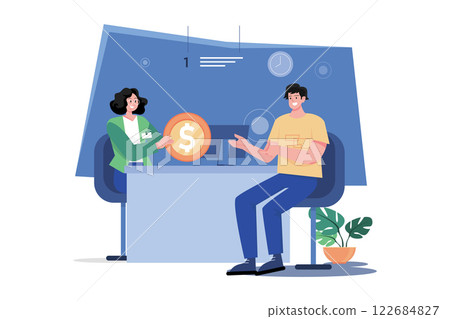 Bank Loan Successfully Illustration concept. A flat illustration isolated on white background Bank Loan Successfully Illustration concept. A flat illustration isolated on white background 122684827