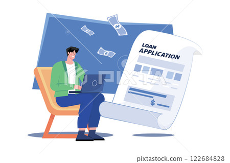 Man Applying For A Loan Using A Laptop 122684828