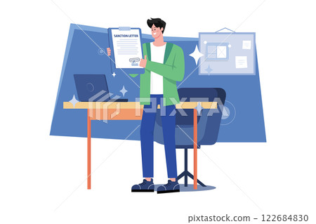 Man Holding Loan Sanction Letter In Hands Man Holding Loan Sanction Letter In Hands 122684830