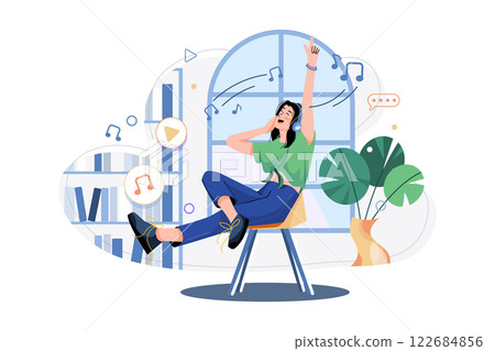 Live Podcast Illustration concept. A flat illustration isolated on white background 122684856