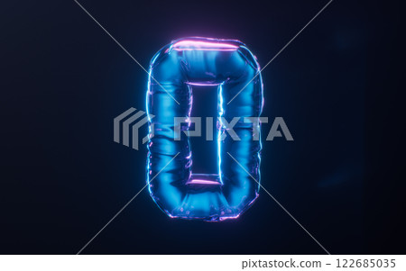 Soft balloon numbers with neon styles, 3d 122685035
