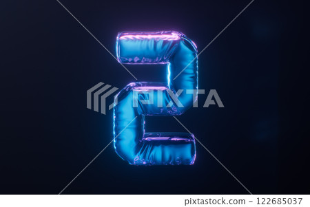 Soft balloon numbers with neon styles, 3d Soft balloon numbers with neon styles, 3d 122685037