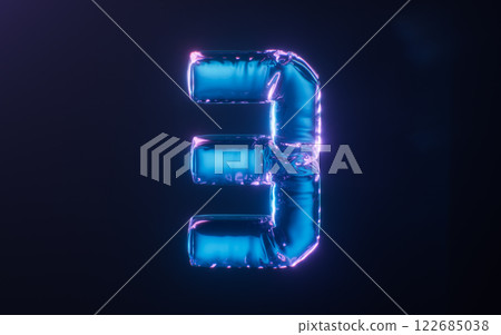 Soft balloon numbers with neon styles, 3d Soft balloon numbers with neon styles, 3d 122685038