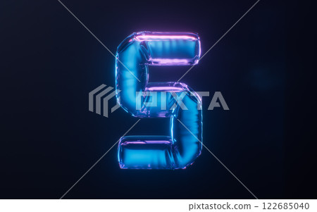 Soft balloon numbers with neon styles, 3d Soft balloon numbers with neon styles, 3d 122685040