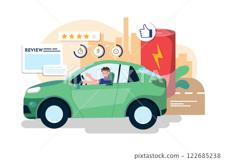Man Riding Electronic Vehicle And Giving A Review Man Riding Electronic Vehicle And Giving A Review 122685238