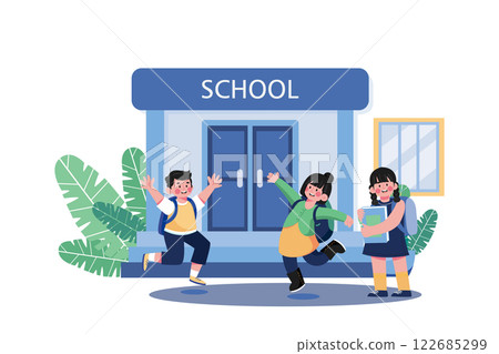 Happy Students With Backpacks Are Jumping 122685299