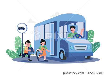 Students Go To School By School Bus 122685300