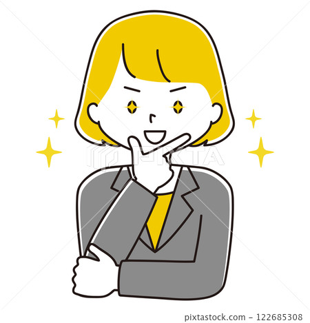 Pose: Illustration of a woman in a suit, sparkling 122685308