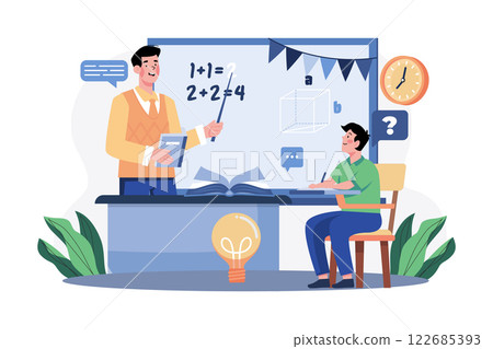 Teacher's Day Illustration concept. A flat illustration isolated on white background 122685393
