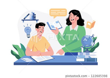 Teacher's Day Illustration concept. A flat illustration isolated on white background 122685398