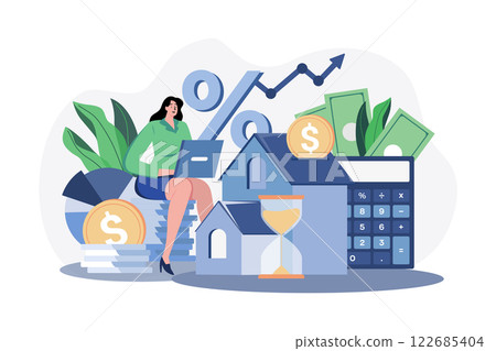 Girl With An Investment Loan Illustration concept on white background 122685404