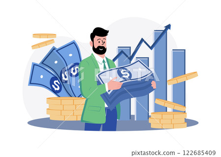 Manager Holding Loan Money Illustration concept on white background 122685409