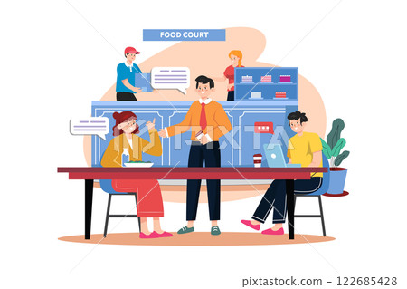 Colleagues Meeting At The Food Court 122685428
