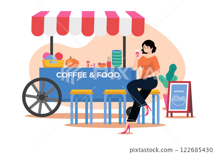 Street Food Cafe Illustration concept on white background 122685430